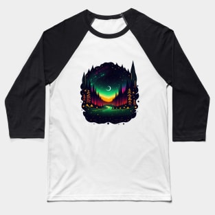 Galactic Forest - White BG Baseball T-Shirt